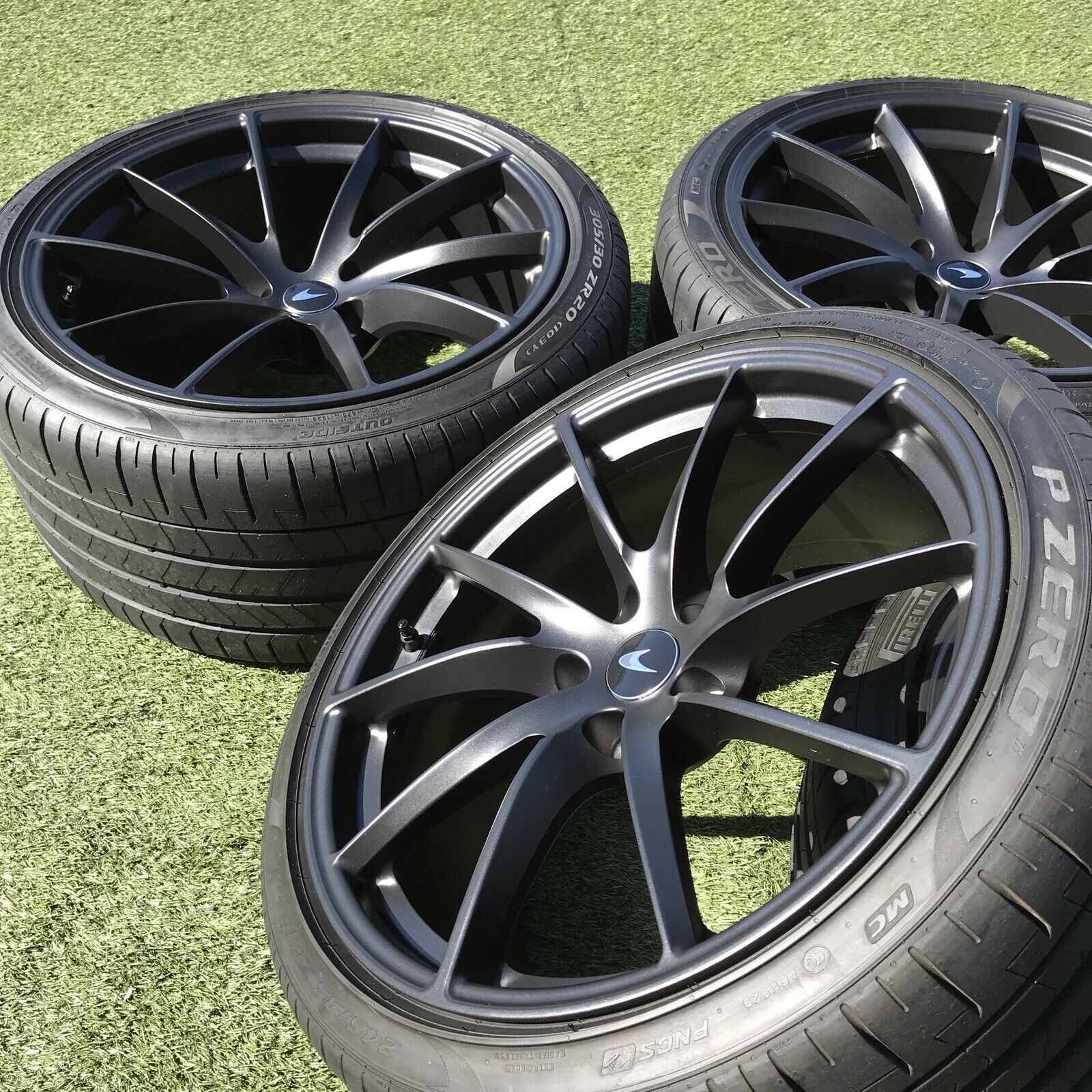 19 20 MCLAREN FORGED 720S STEALTH GREY WHEELS TPMS RIMS TIRES OEM GENUINE STOCK