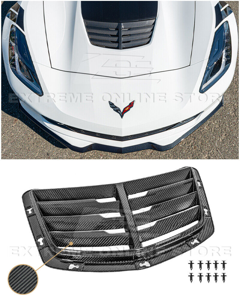 For 14-19 Corvette C7 Z06 GM Factory Style CARBON FIBER Hood Vent Louver Cover