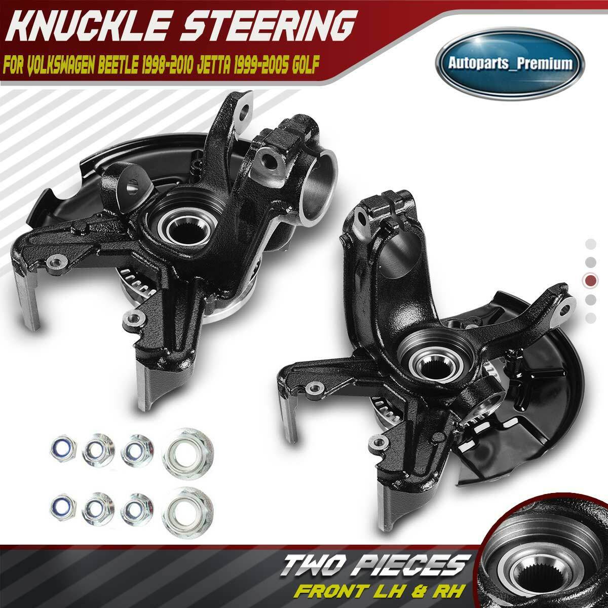 2x Front Steering Knuckle & Wheel Hub Bearing Assembly for VW Beetle Golf Jetta
