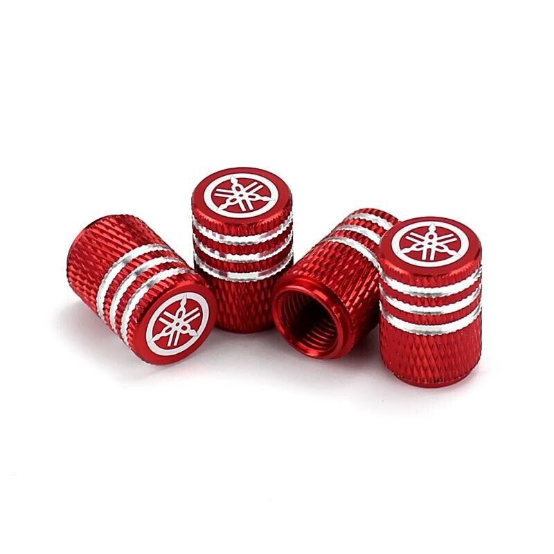 Yamaha Red Laser Engraved Tire Valve Caps Total 5 Caps 