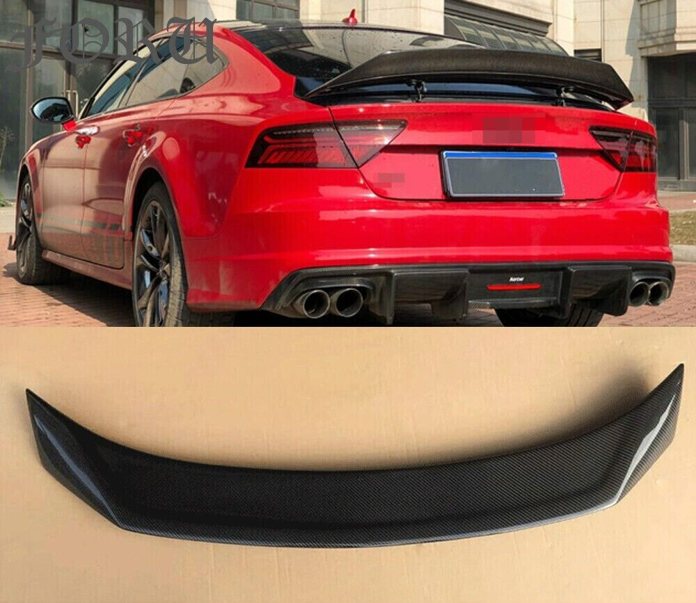 Real Carbon Fiber Wing For Audi A7 Rear Spoiler S7 RS7 2013-2017 Trunk Lip Black