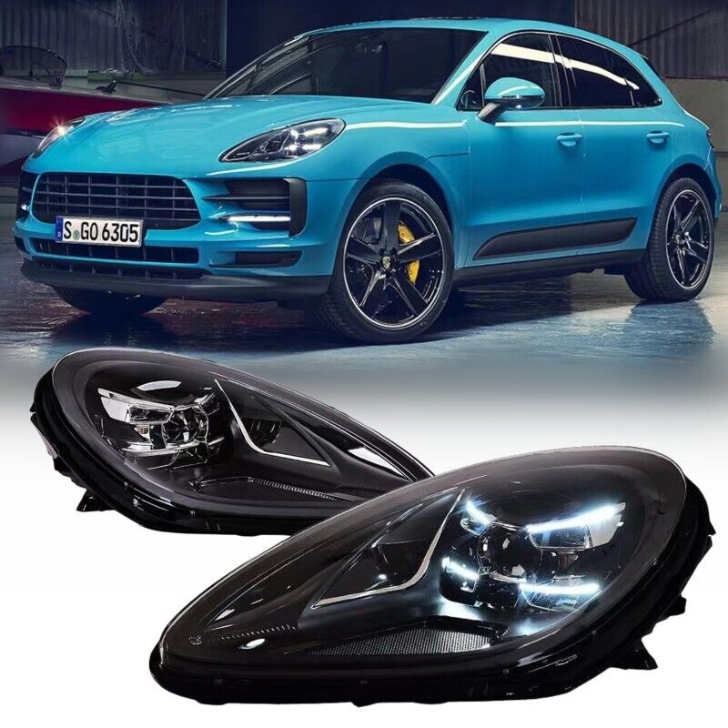 Full LED Headlights Start Animation For Porsche Macan 2014-2022 Pair Front Lamps