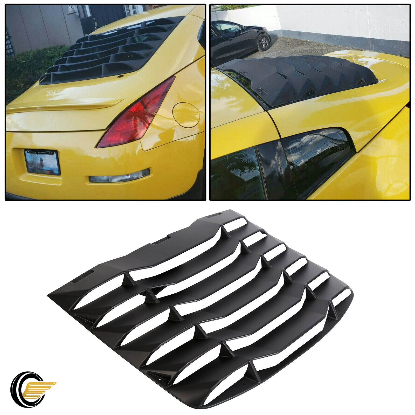For 03-08 Nissan 350Z Matte Black Rear Windshield Louvers Cover ABS