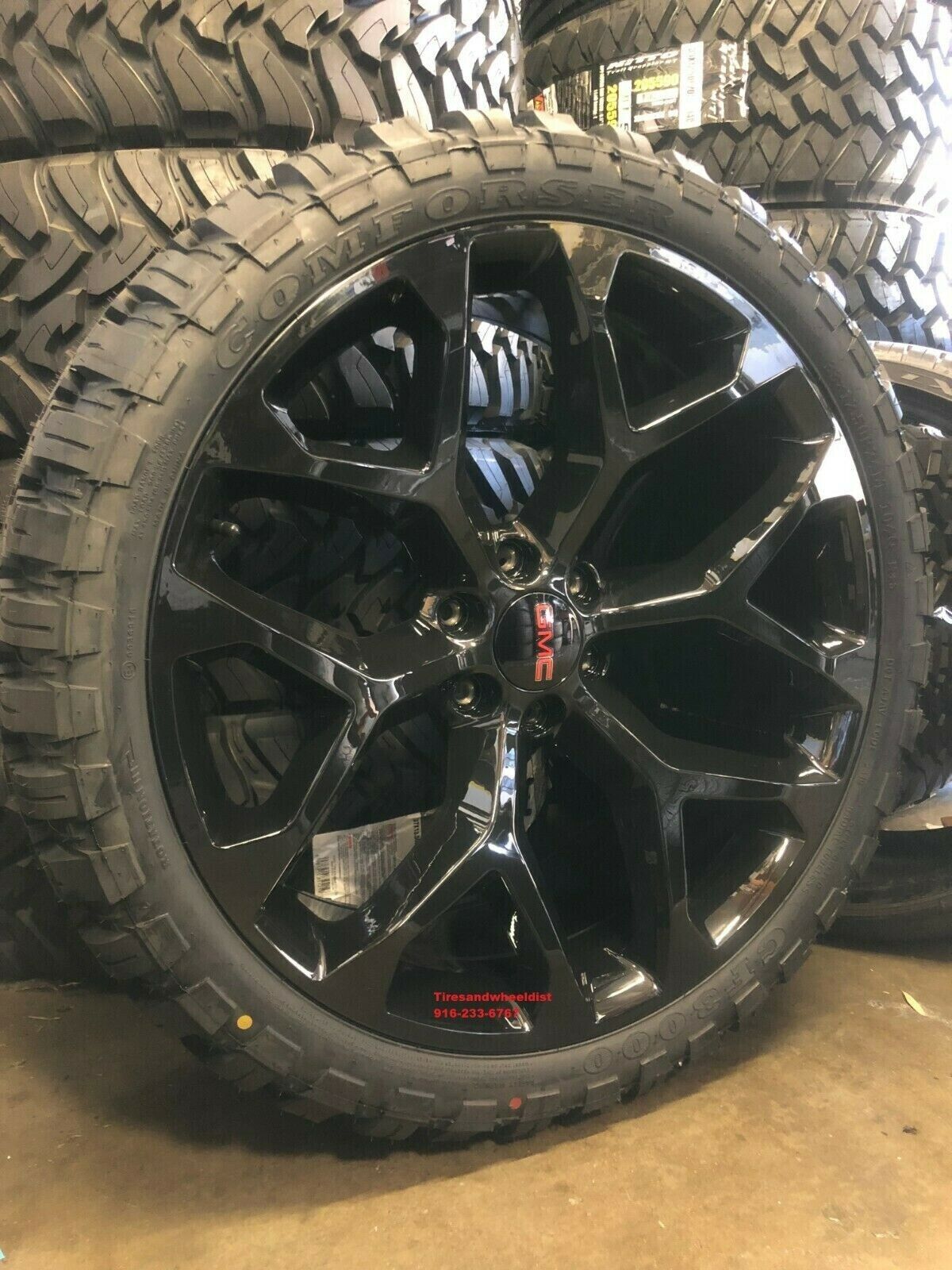24'' inch Snowflake Gloss Black Wheels 33'' MT Tires Ford F150 Navigator Rims XL