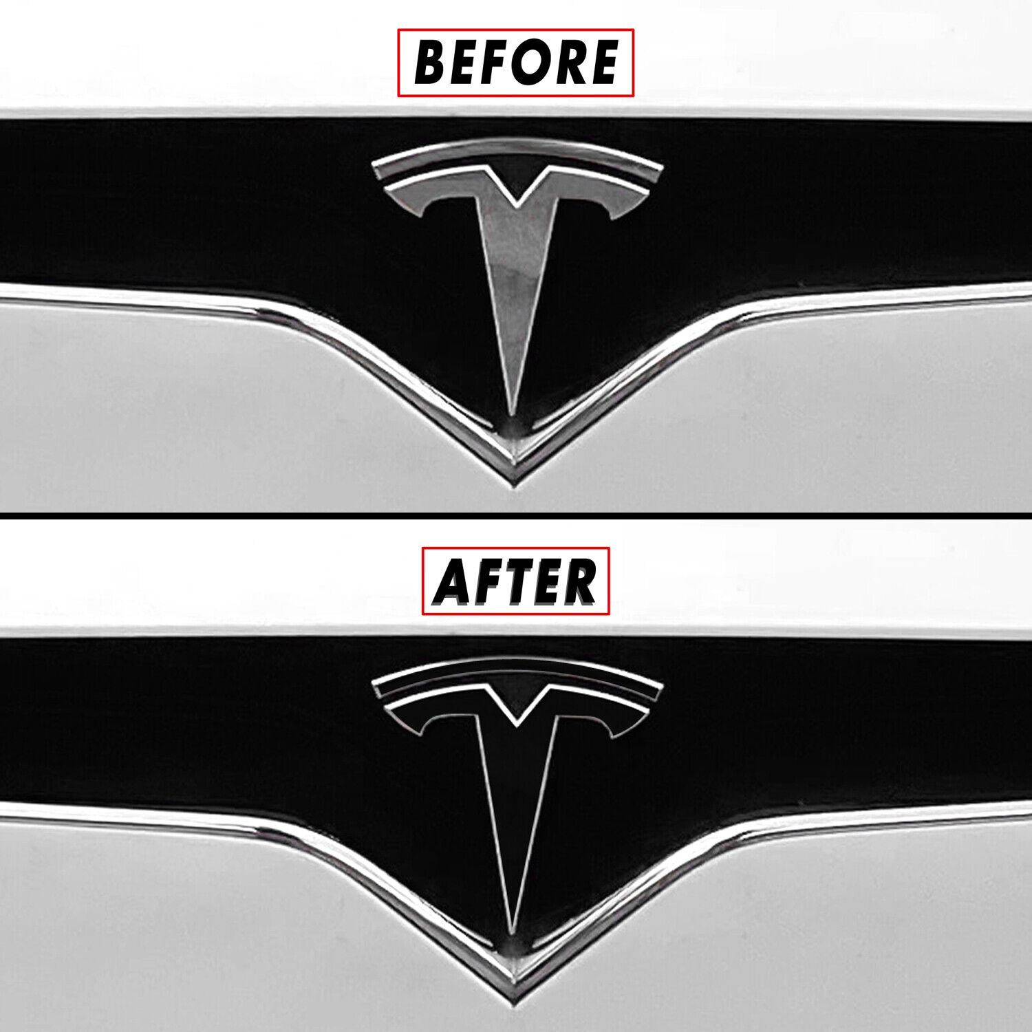 Chrome Delete Blackout Overlay for 2016-21 Tesla Model X Front and Rear Emblems