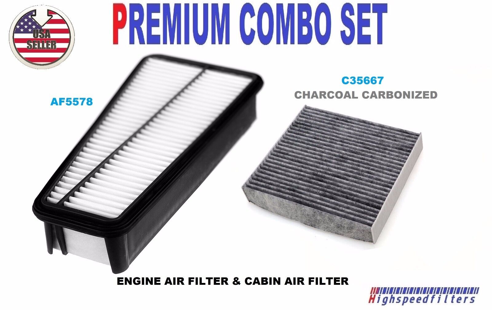 COMBO Air Filter & CARBONIZED Cabin Air Filter PACK for 07 -10 TOYOTA TUNDRA V6