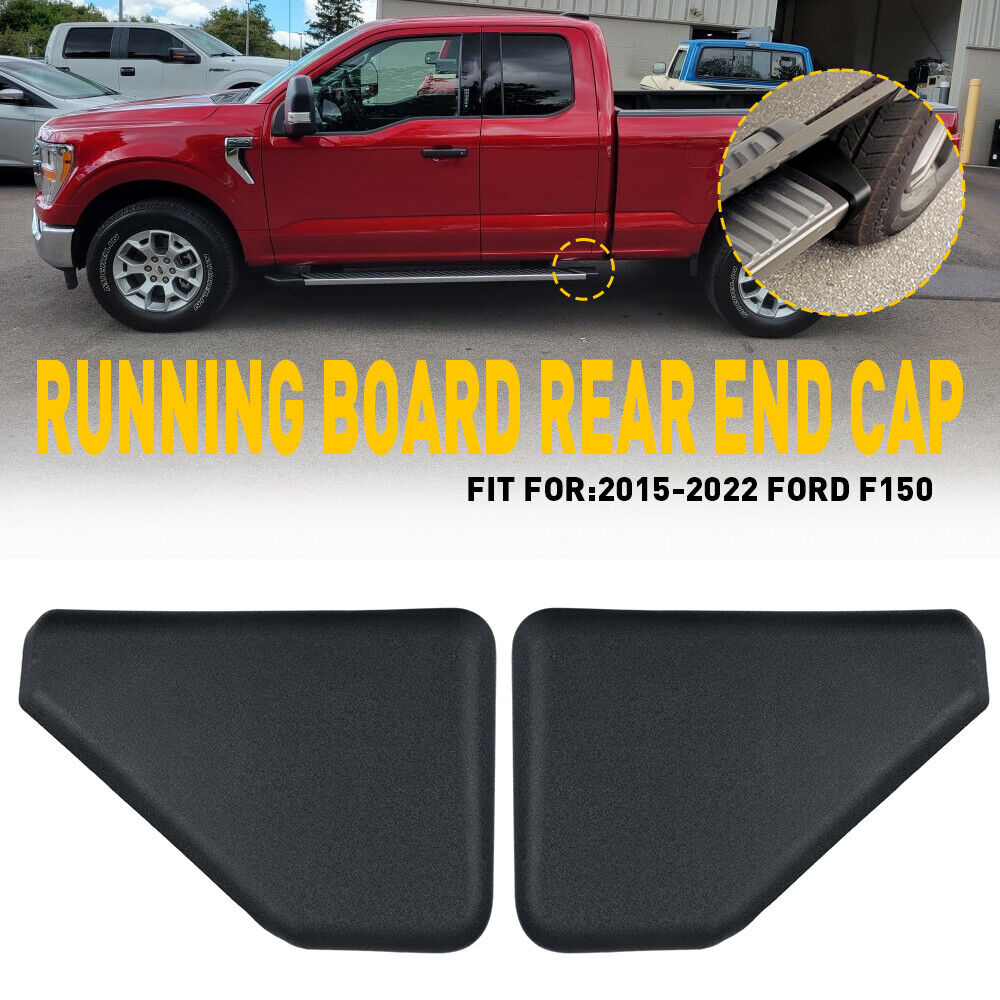Fit For 2015-2022 Ford F-150 Running Board Side Step Bar End Cap Cover Set Black