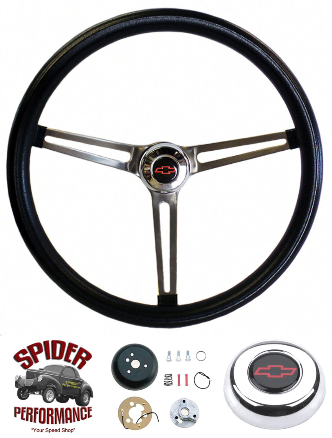 67-68 Impala Caprice Biscayne Bel Air steering wheel RED BOWTIE 15\