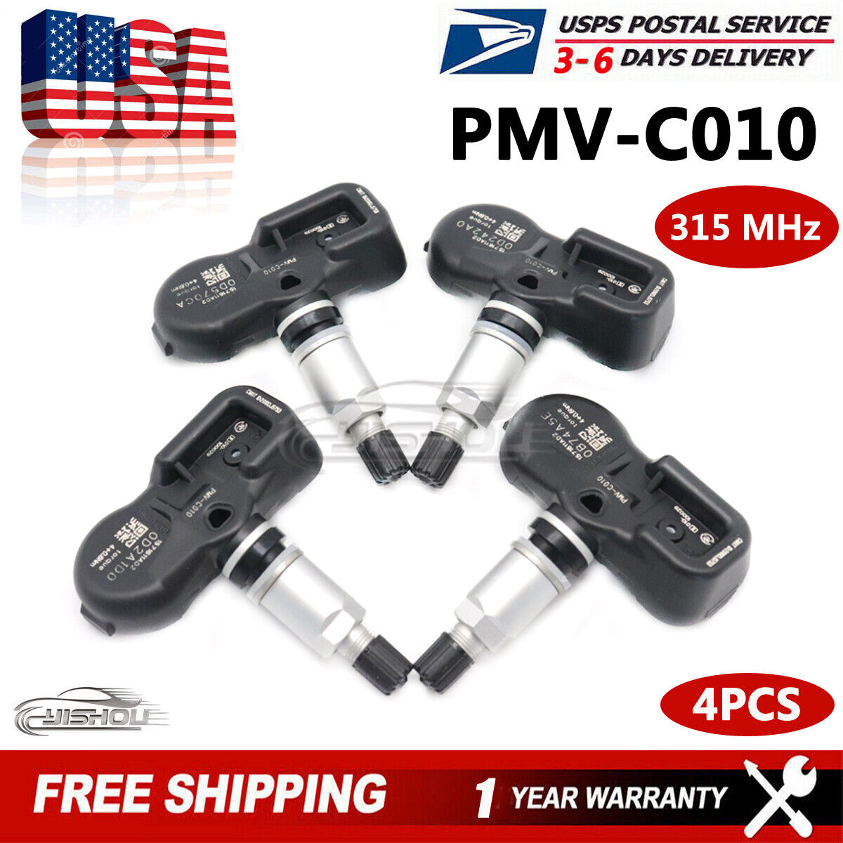 Set of (4) PMV-C010 Tire Pressure Sensor TPMS For Toyota Camry Corolla Lexus