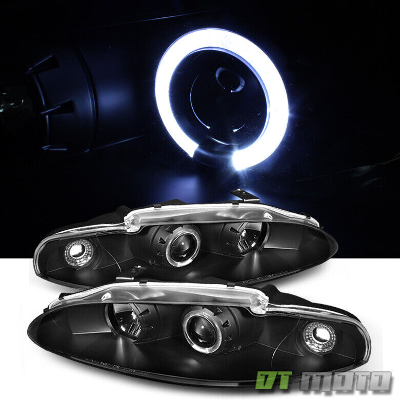 1995-1996 Mitsubishi Eclipse LED Halo Projector Headlights Headlamps Left+Right