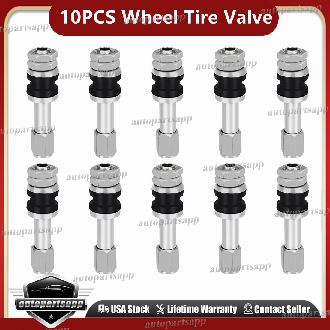 10 Stainless Steel Wheel Tire Valve Stems Hight Pressure Bolt in with Caps NEW