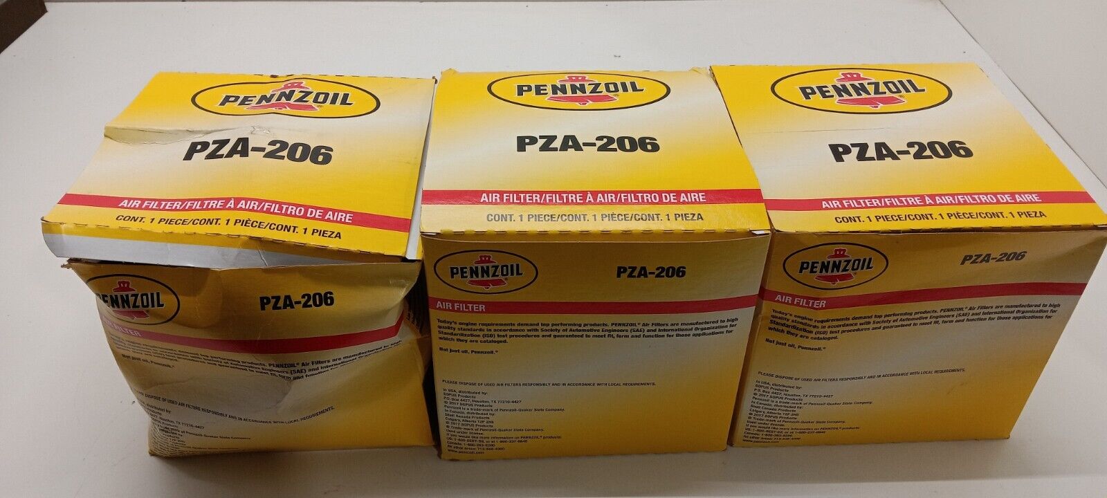 ( SET OF 3) Air Filter-VIN: L, FI Pennzoil PZA-206, new open box