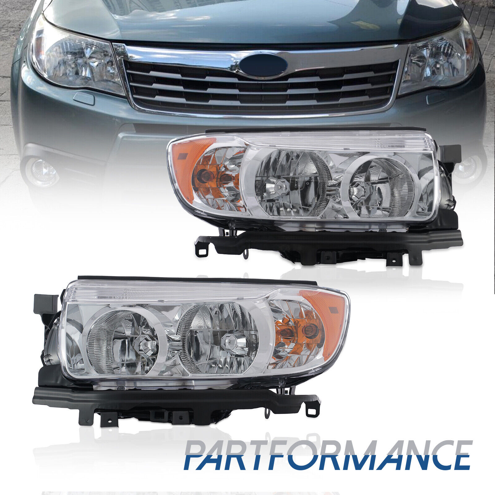 PairFor 2006-2008 Subaru Forester Headlights Headlamps Driver & Passenger Side 