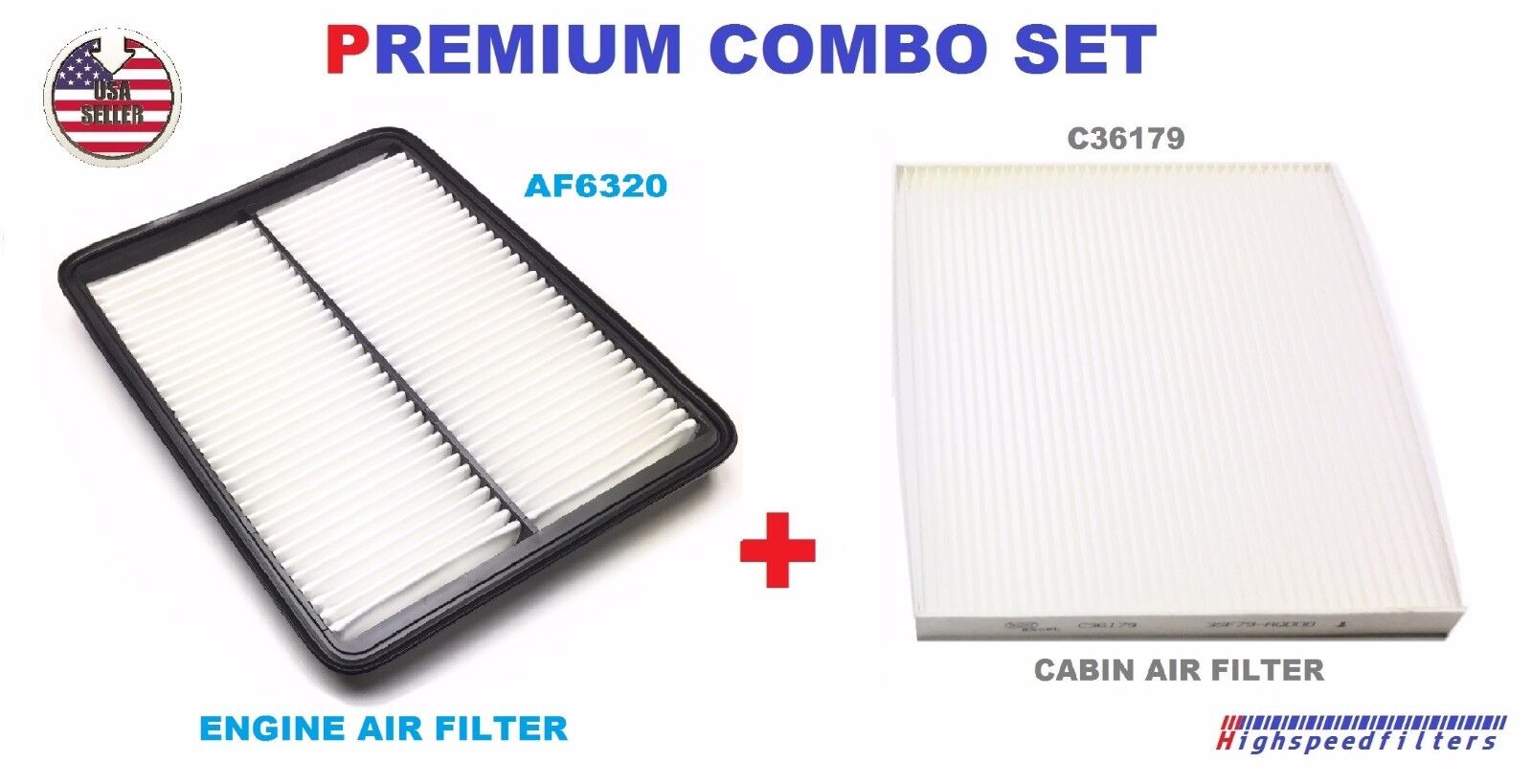 AIR FILTER + CABIN AIR FILTER COMBO FOR 2013 - 18 HYUNDAI SANTA FE AF6320 C36179