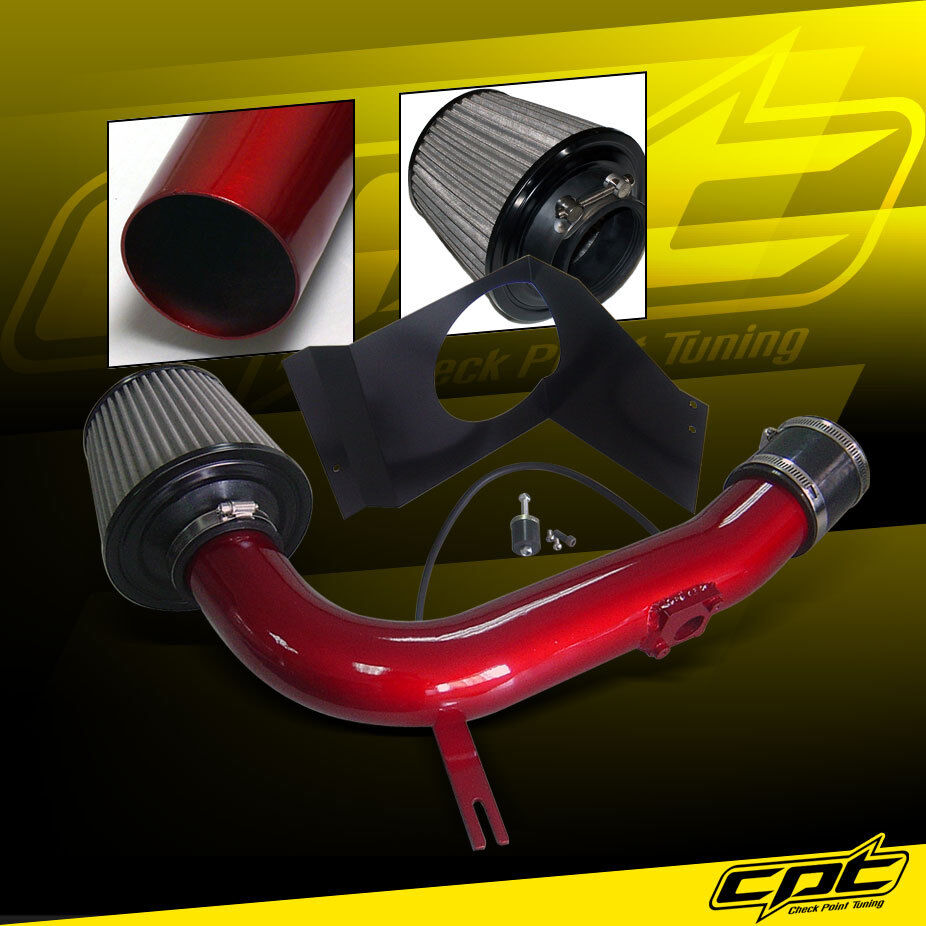 For 08-14 Impreza WRX/STI 2.5L 4cyl Red Cold Air Intake + Stainless Air Filter