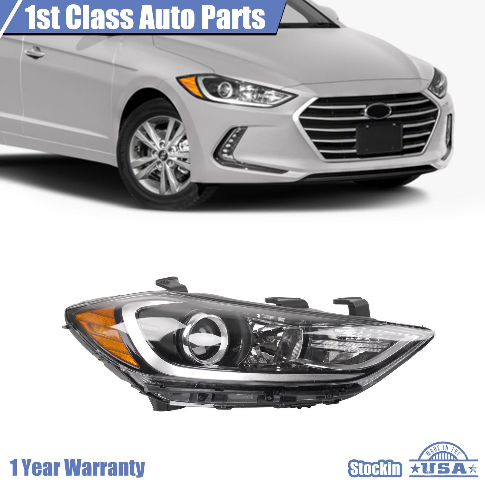 Headlight Assembly Right For 2017-18 Hyundai	Elantra Sedan HY2503206 92102F2040