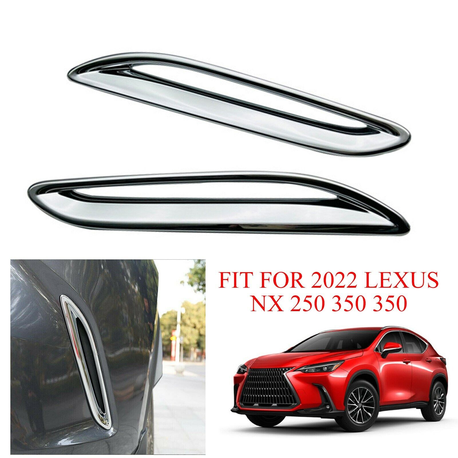 For Lexus NX 250 350 350h 2022 Pair Chrome Tail Side Air Inlet Cover ABS Trim