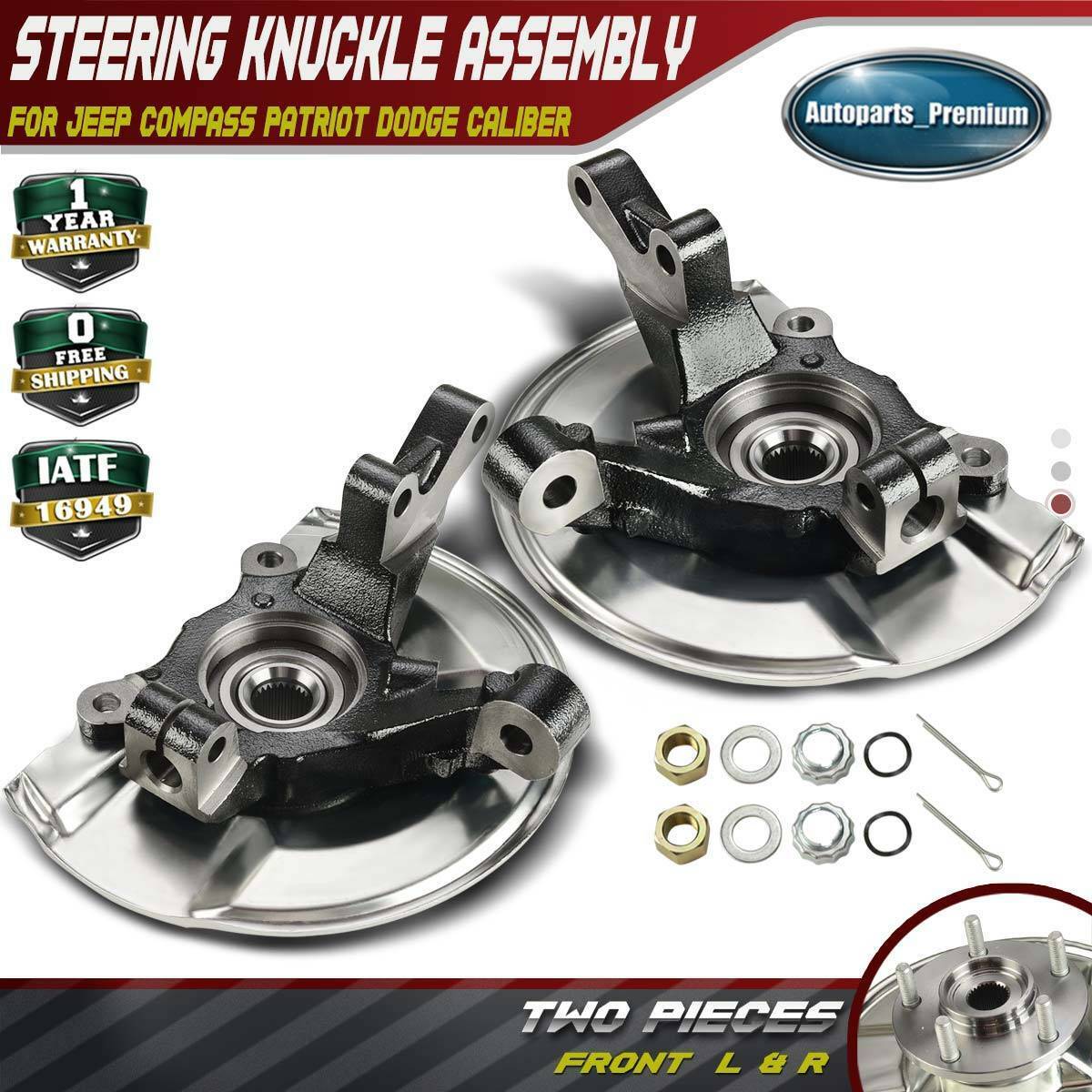 2x Front L&R Steering Knuckle&Wheel Hub Bearing Assembly for Dodge Jeep Patriot