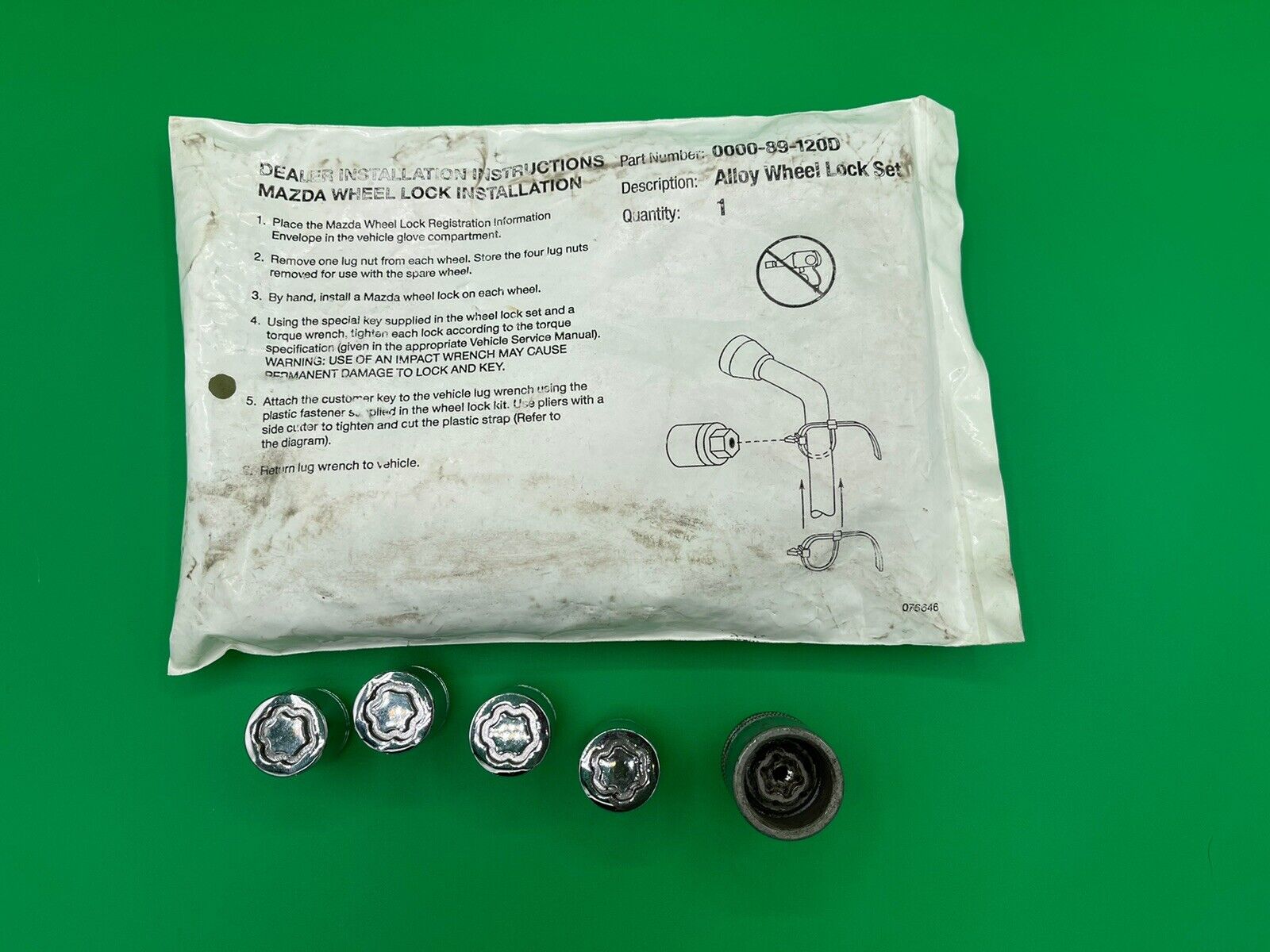 Mazda OEM Aloy Wheel Lock Set 0000-59-120D UNUSED in pouch PASSENGER CARS