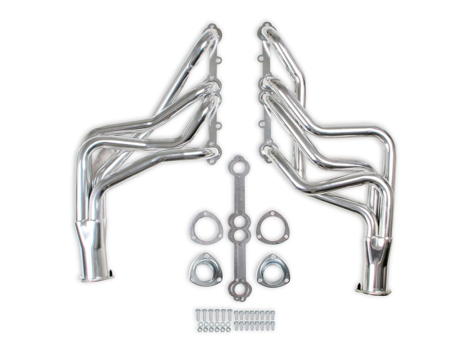 Flowtech Mild SS Silver Ceramic Coated Long Tube Exhaust for Chevy Bel Air 65-75