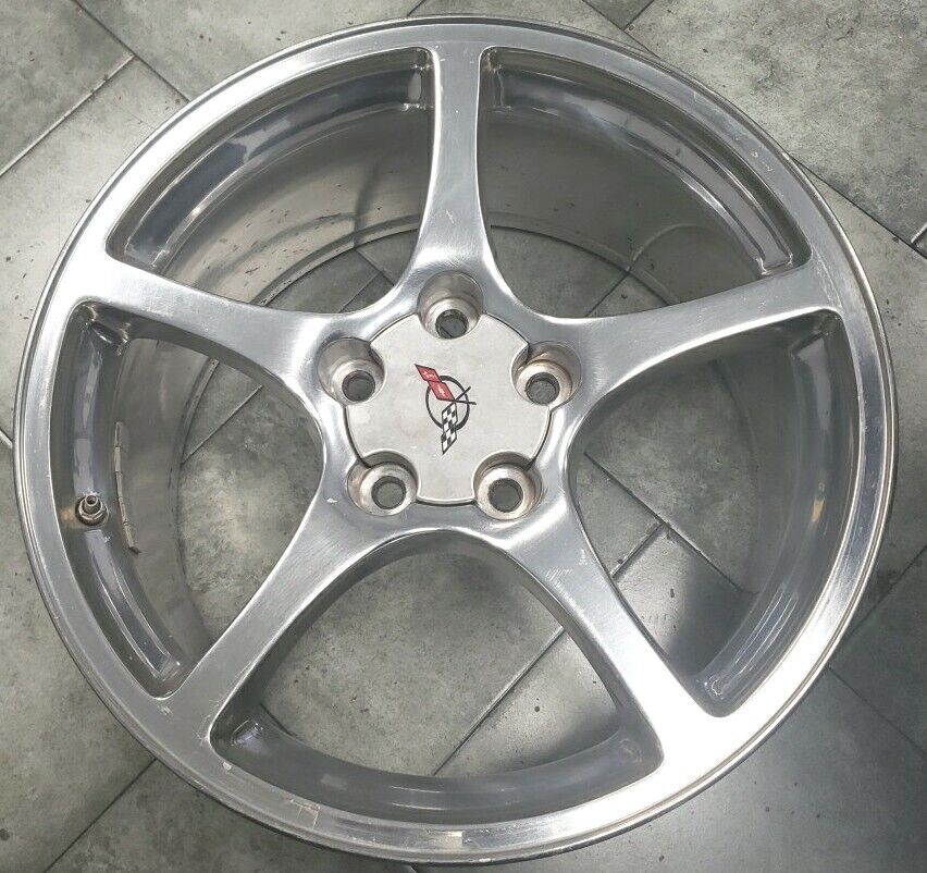 97-04 Corvette C5 Rear Wheel Rim Polished Aluminum 5 Spoke   18x9.5  778-S