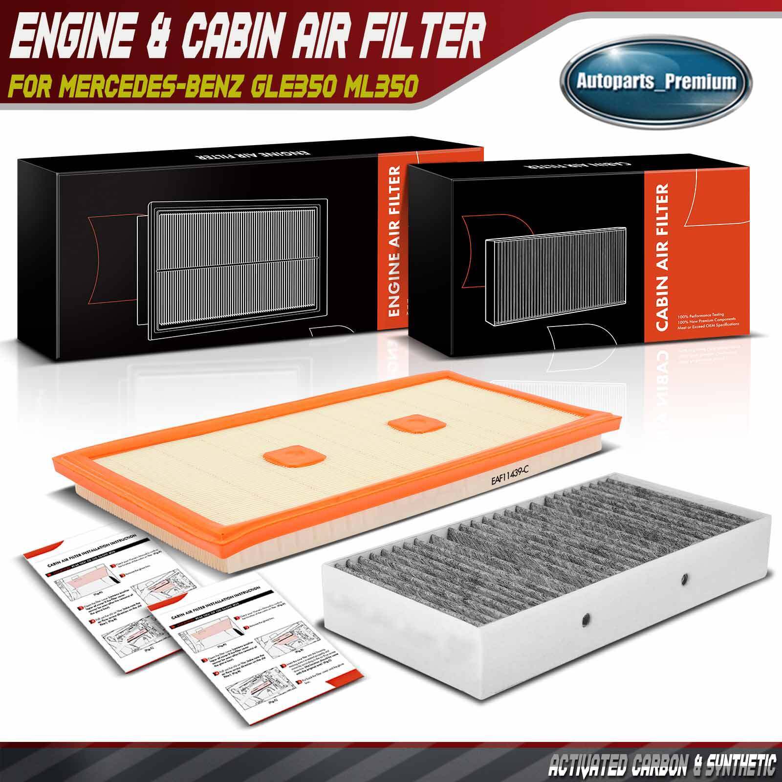 1x Engine & 1x Activated Carbon Cabin Air Filter for Mercedes-Benz GLE350 ML350