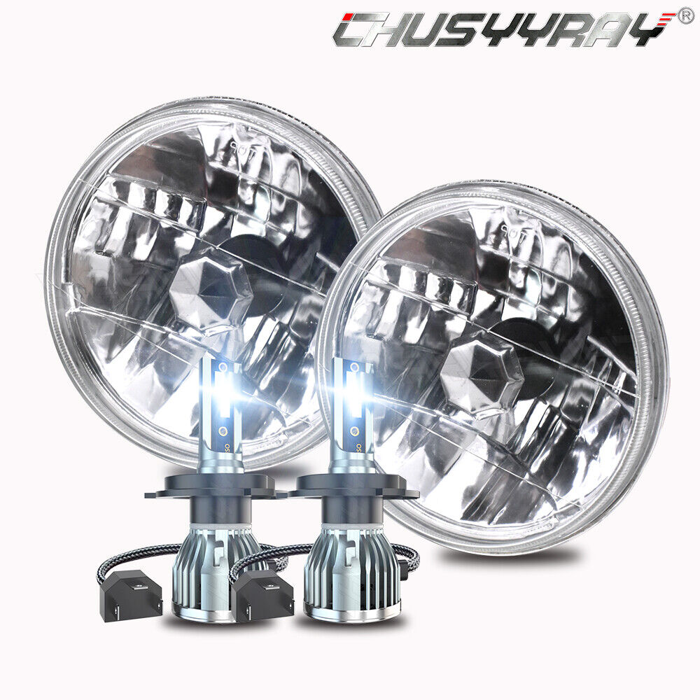 For AC Shelby Cobra 1962-1973 PAIR 7 inch Round LED Headlights High Low Beam