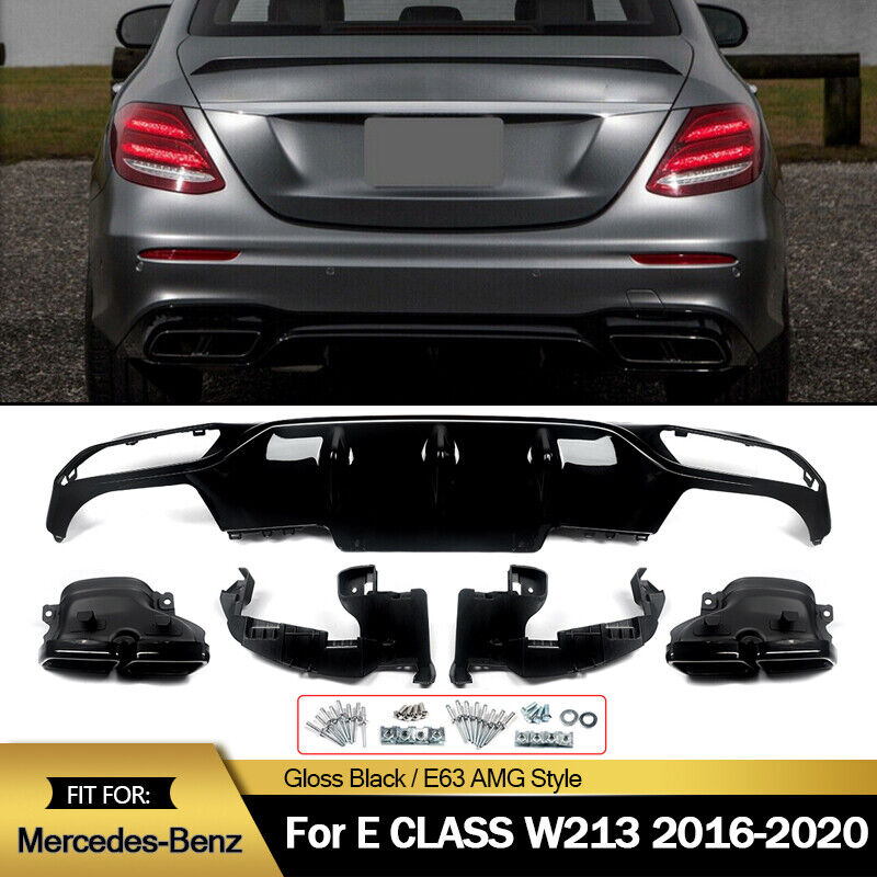 Rear Diffuser Exhaust Tips For 16-20 Mercedes-Benz W213 E300 E400 E63 AMG Style