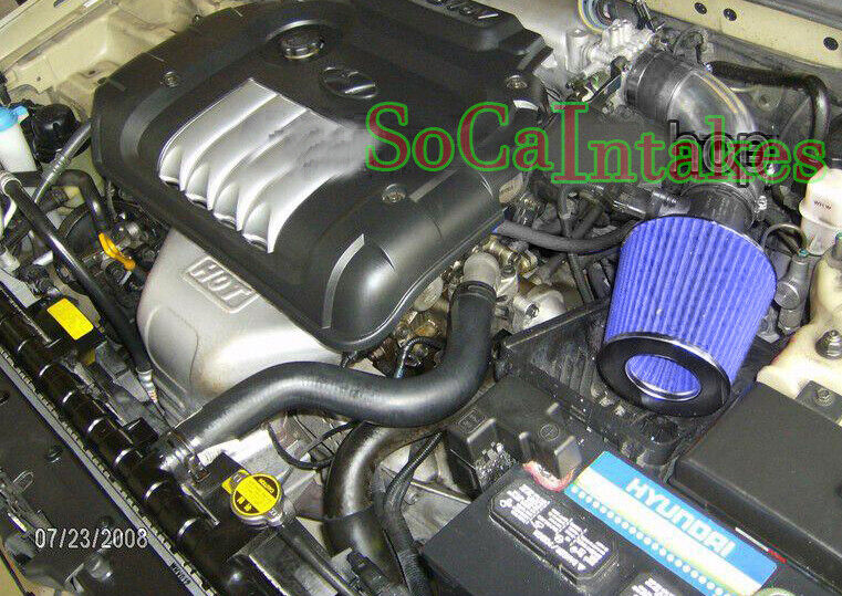 Black Blue Air Intake Kit & Filter For 2003-2008 Hyundai Tiburon 2.7L V6 GT SE