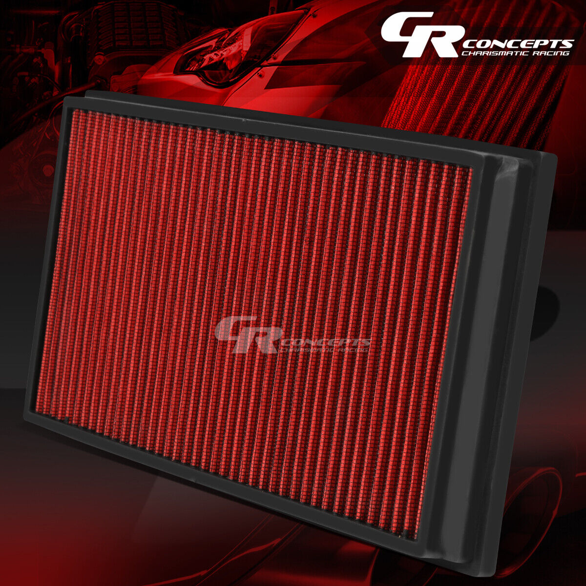 RED WASHABLE HIGH FLOW AIR FILTER FOR 07-14 AUDI Q7 04-17 PORSCHE CAYENNE E1/2