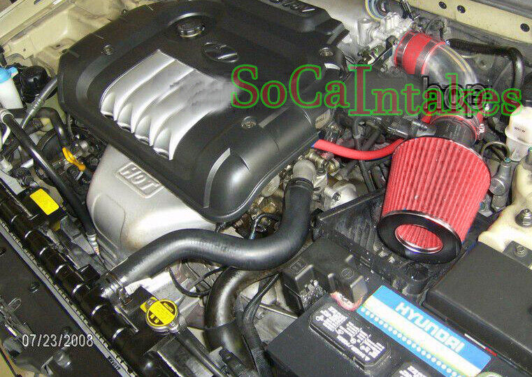 Red Air Intake Kit & Filter For 2003-2008 Hyundai Tiburon 2.7L V6 GT SE