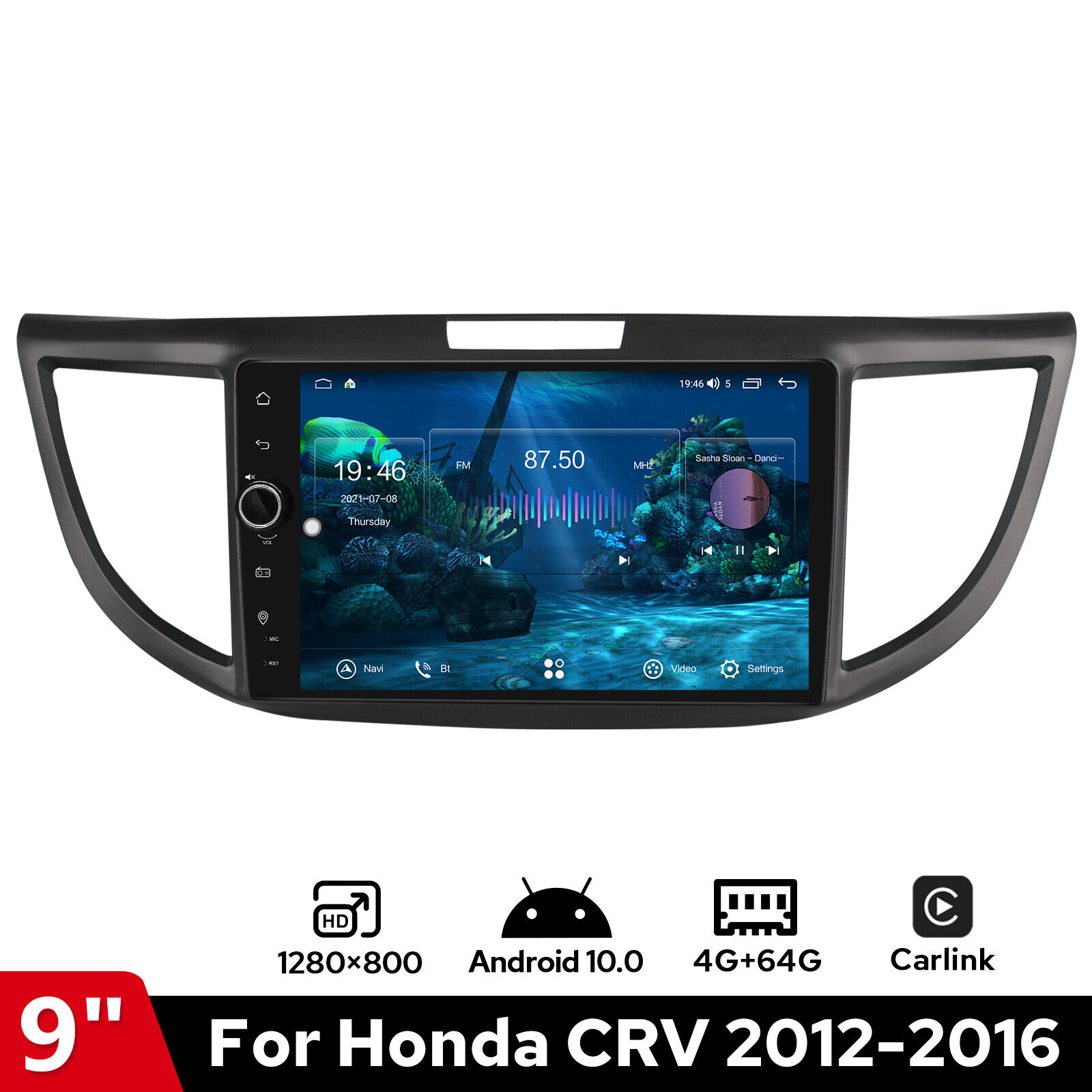 For 2012-2016 Honda CRV JOYING 9 Inch Android 10.0 Head Unit with Volume Knob 