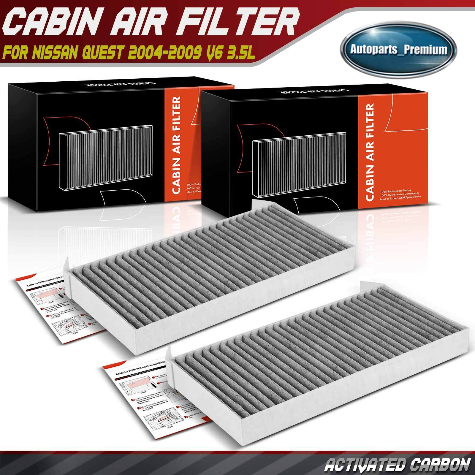 2x Activated Carbon Cabin Air Filter for Nissan Quest 2004-2009 Behind Glove Box