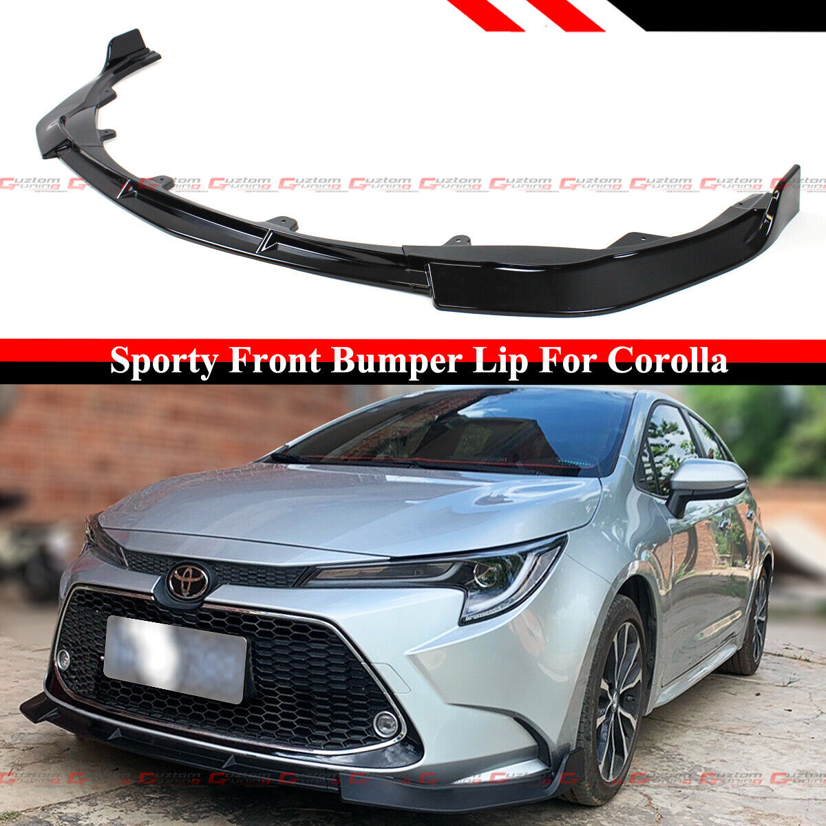 For 2020-2024 Toyota Corolla Sedan LE XLE Gloss Black Front Bumper Lip Splitter