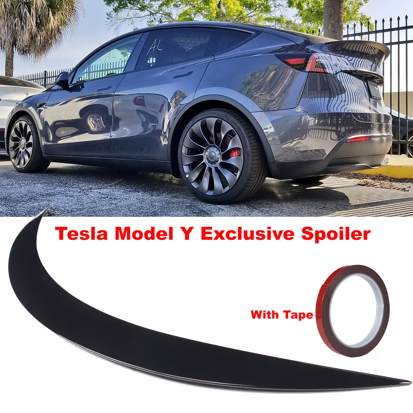 2020-2024 Tesla Model Y Rear Spoiler Wings ABS Trunk Lip Tail Wing Gloss Black
