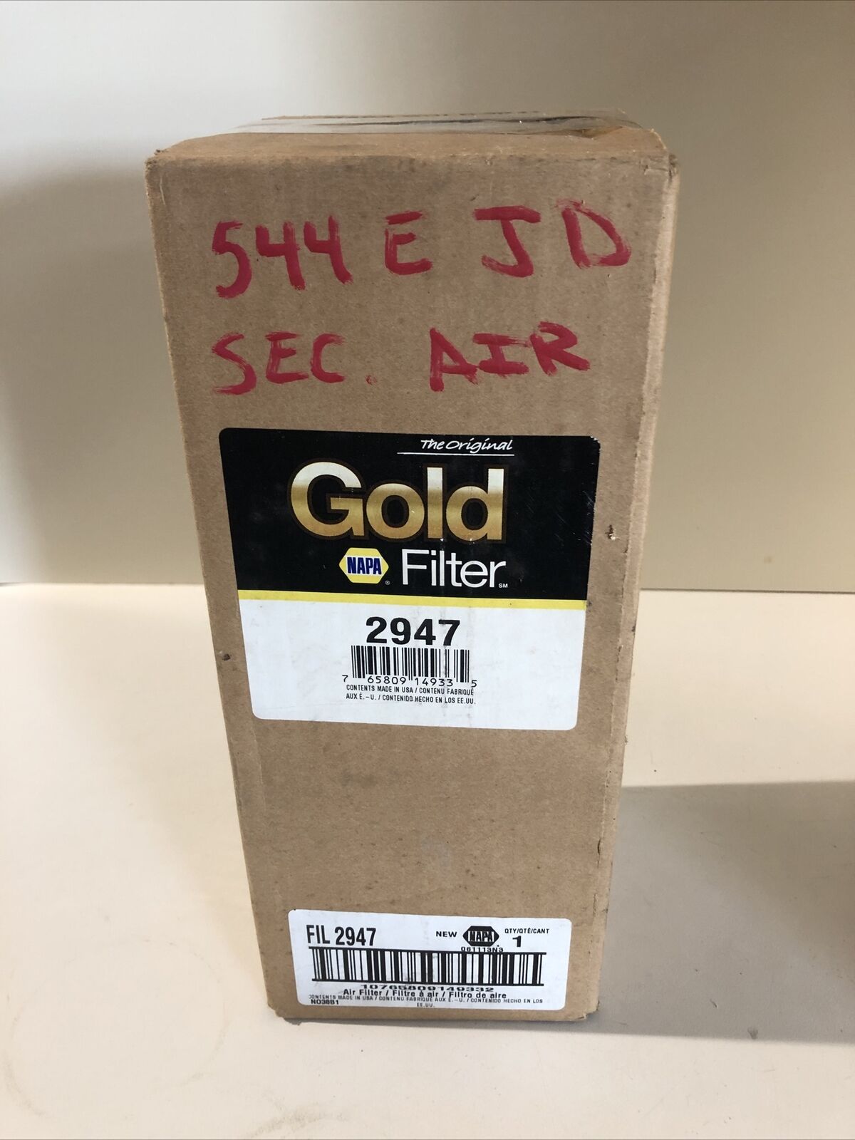 John Deere 544E Secondary Air Filter.  2947 Napa Gold Air Filter