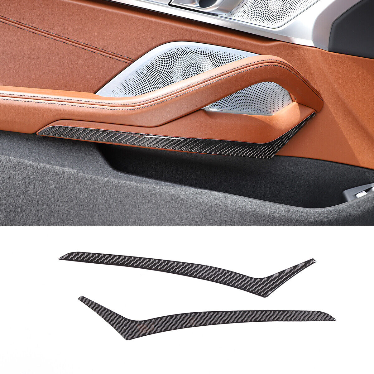 2x interior Door Carbon Fiber Trim Strip Fit For BMW 8 Series 840i M8 2020-2022