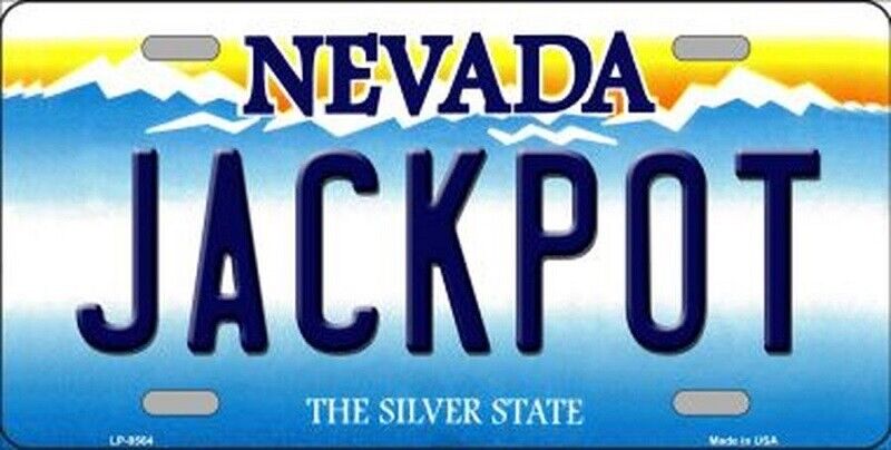 JACKPOT NEVADA STATE BACKGROUND METAL NOVELTY LICENSE PLATE TAG