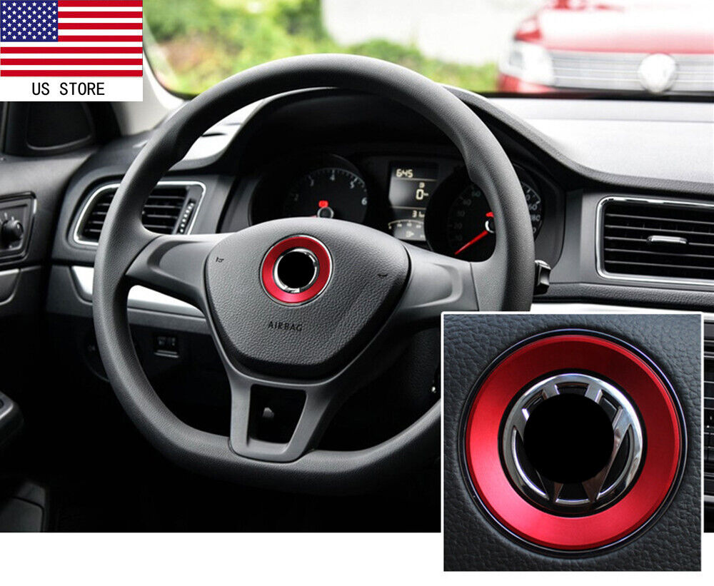 Red Steering Wheel Logo Center Trim Ring Emblem For Passat Jetta Golf Polo 2011+