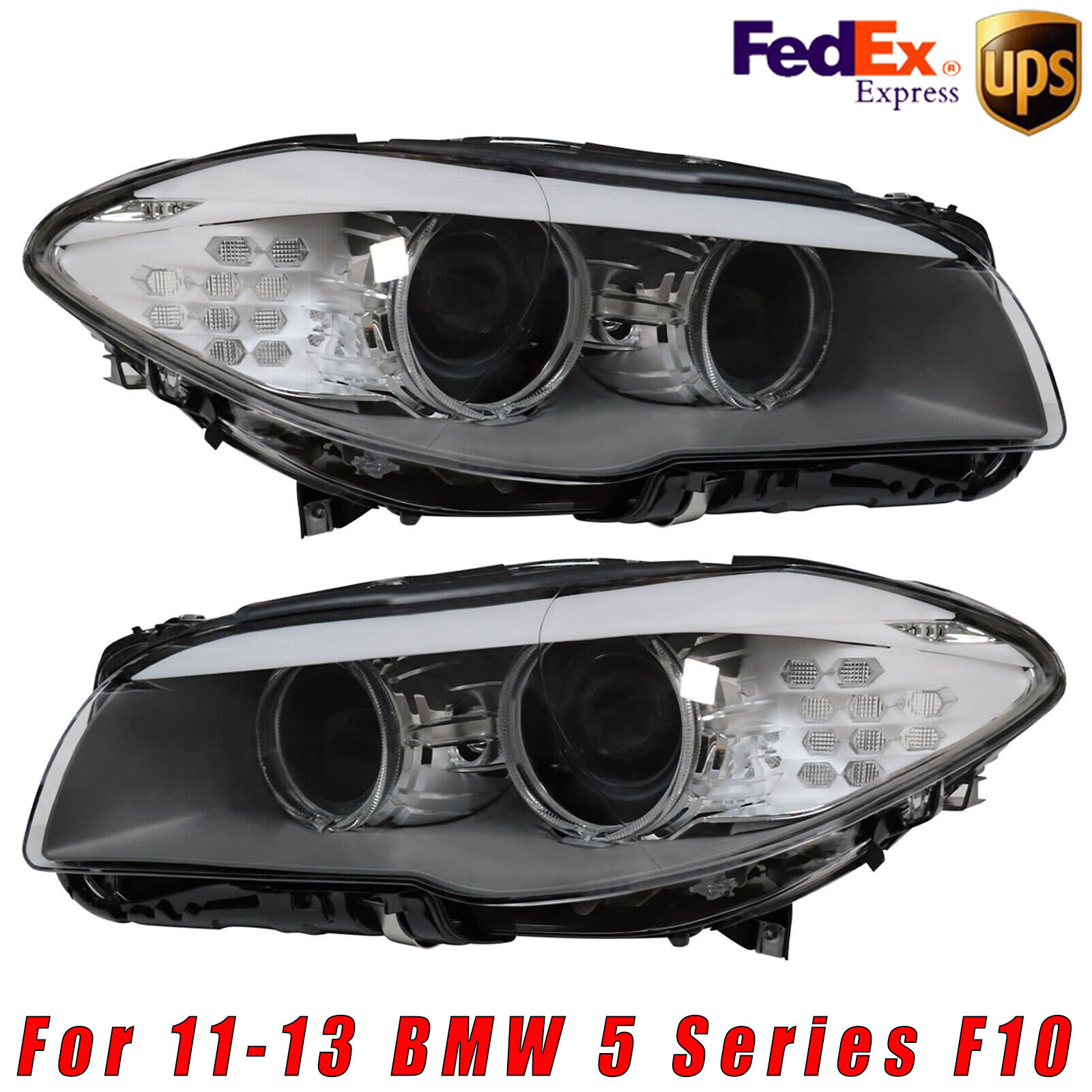 Headlight Assembly Set For 2011-2013 BMW 550i 528i 530i Left+Right with DRL