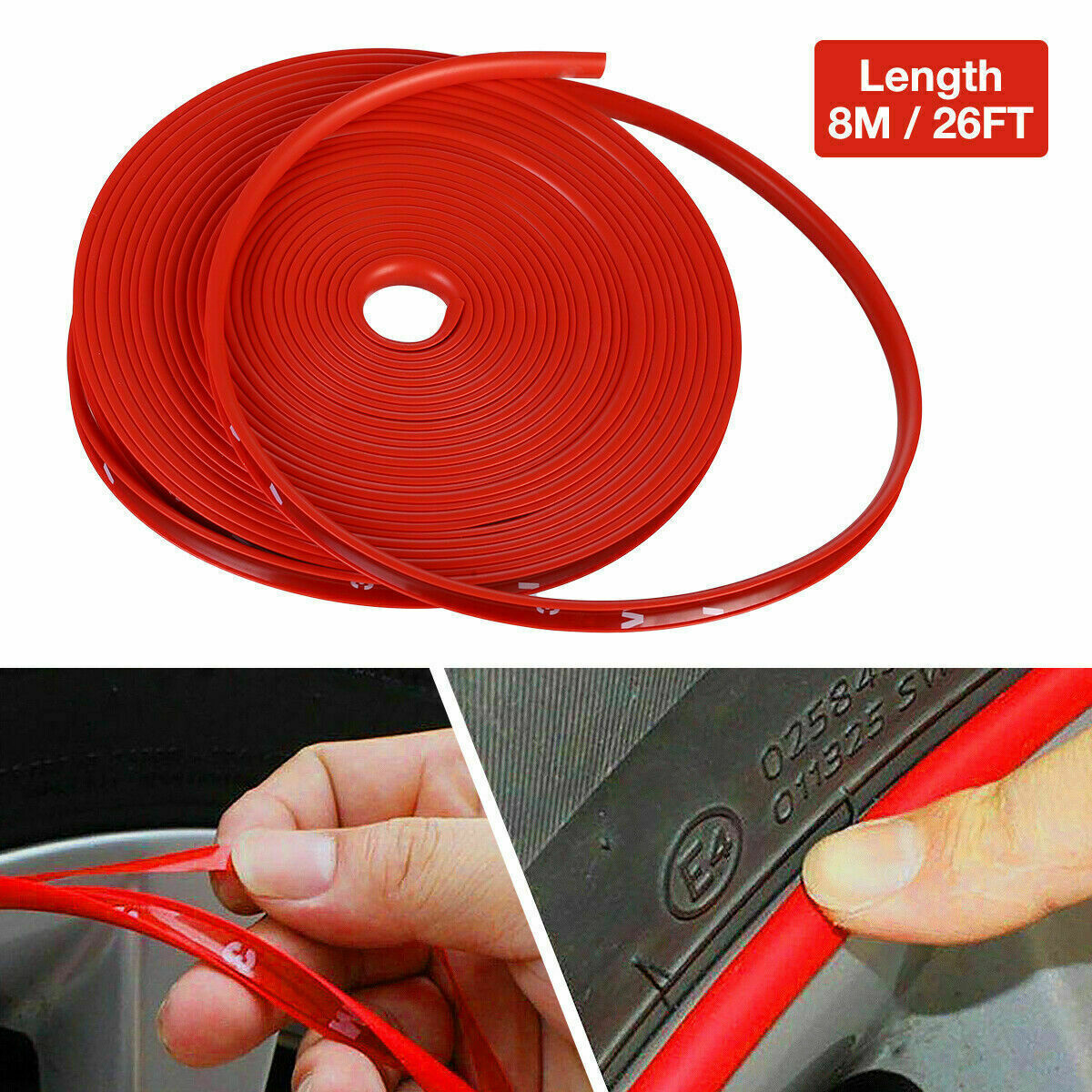 26FT Car Wheel Hub Rim Edge Protector Ring Tire Guard Sticker Rubber Strip Line