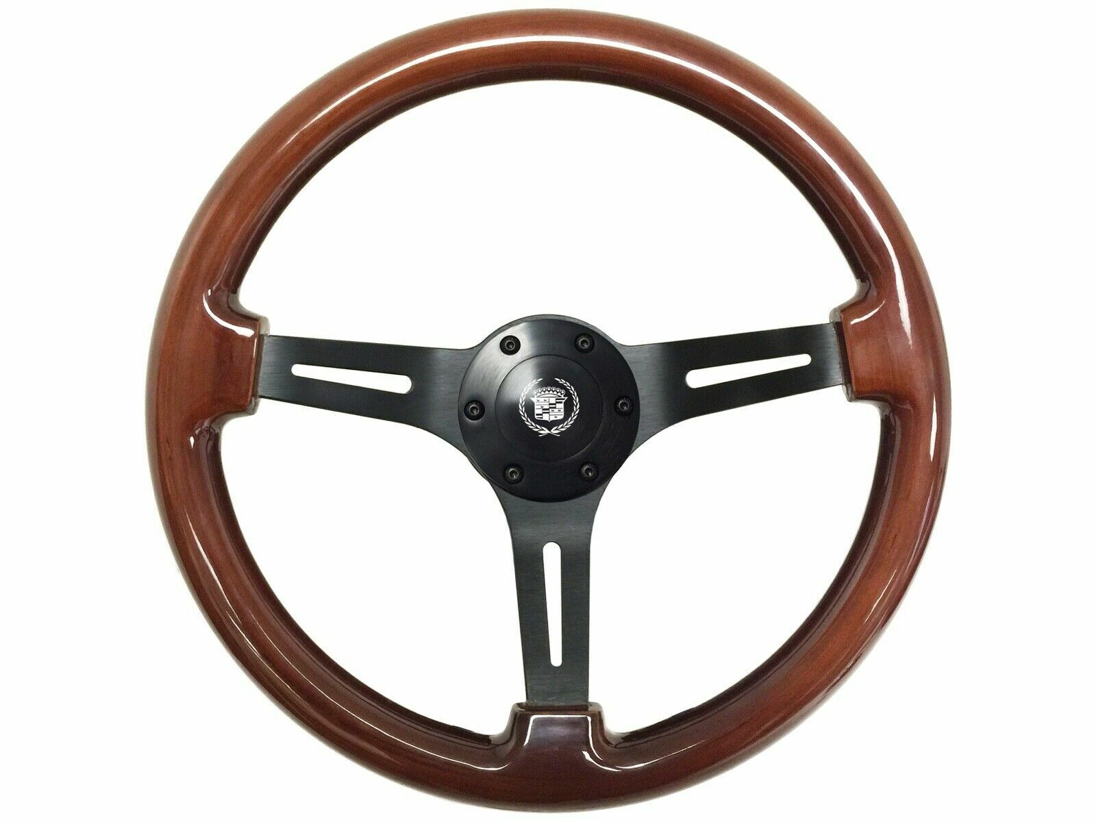 1969-89 Cadillac S6 Wood Steering Wheel Black Telescopic Kit, Laser Etched