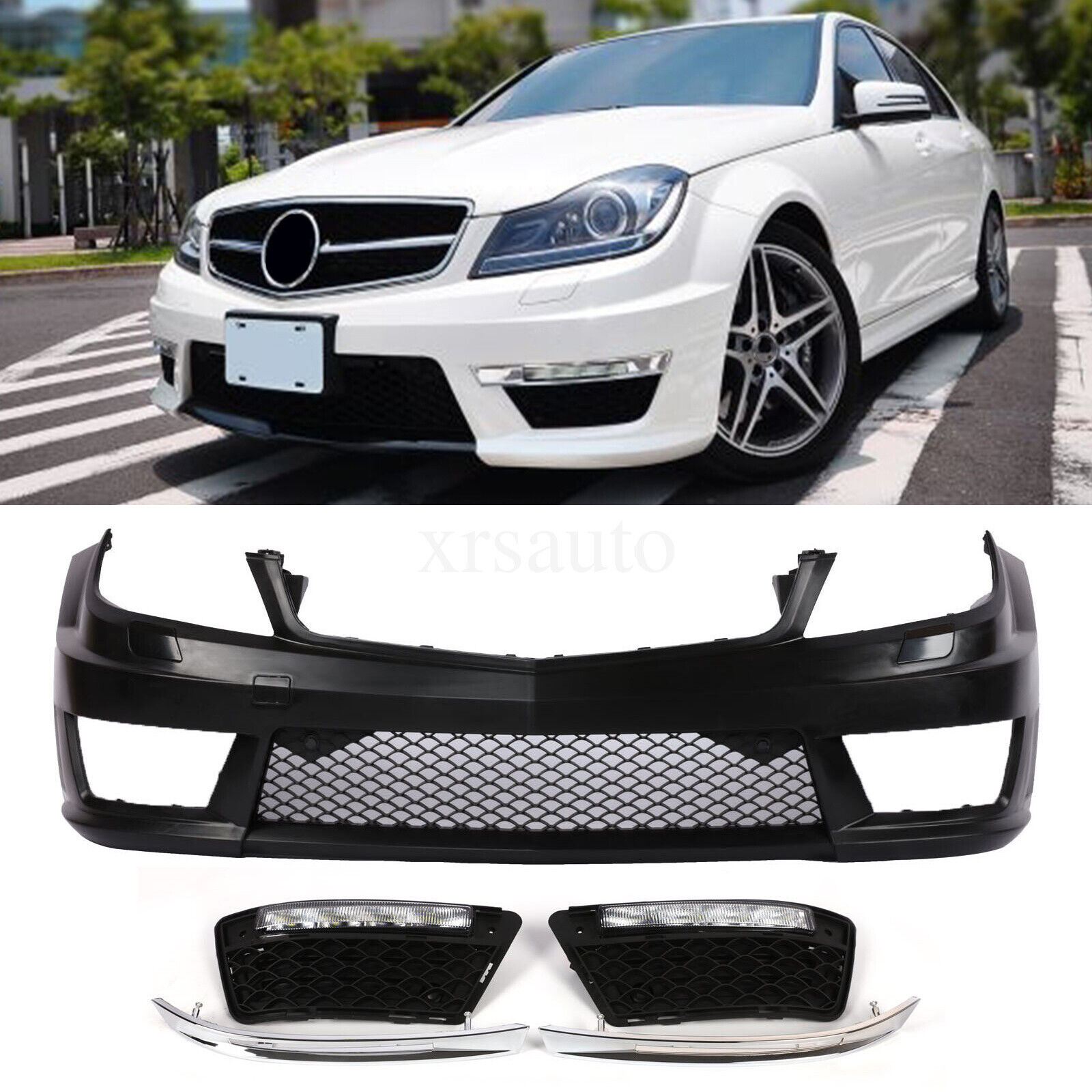 C63 AMG Style Front Bumper kit W/DRL W/o PDC For Mercedes C-Class W204 C250 C300