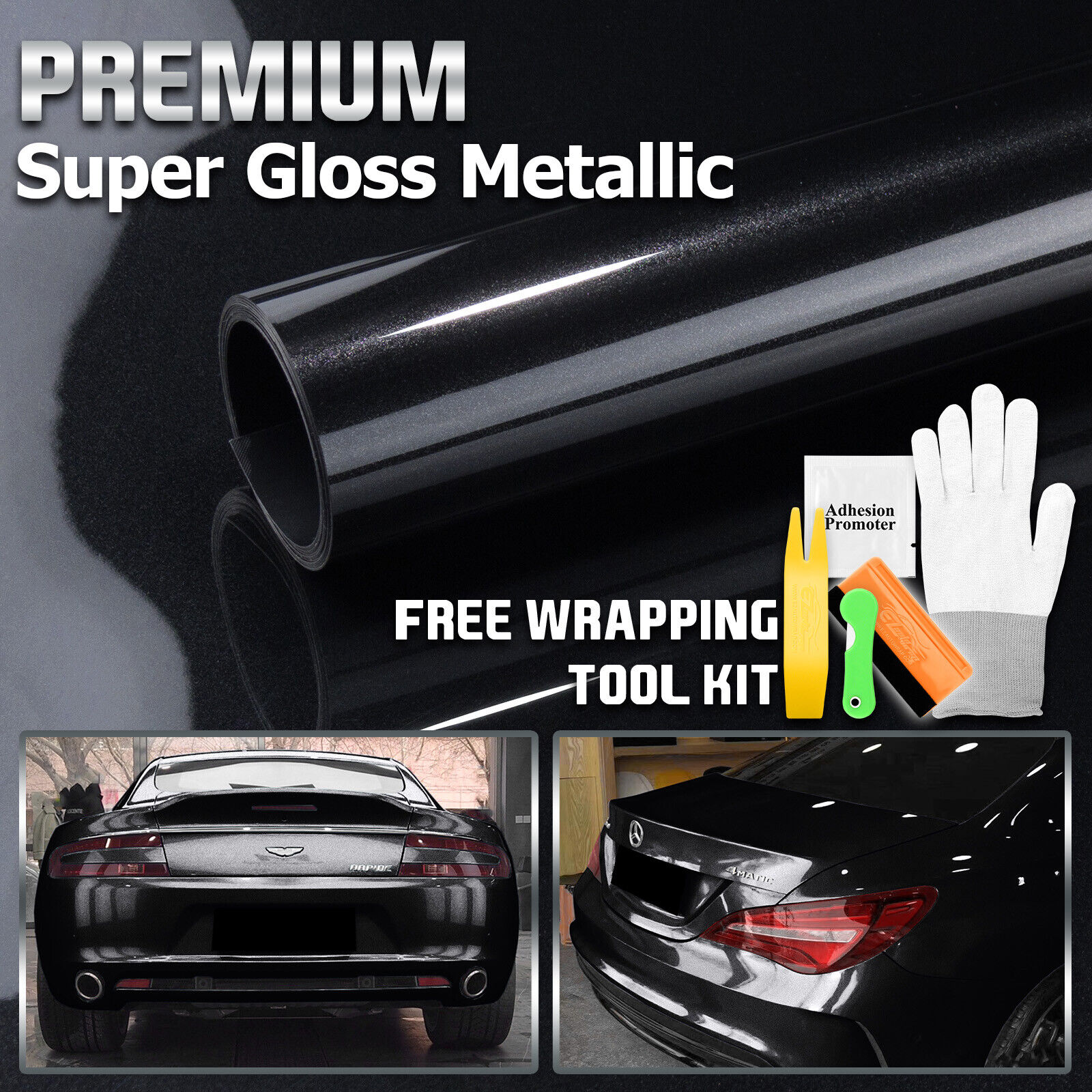 Premium Super Gloss Metallic Vinyl Car Wrap Sticker Decal Bubble Free Sheet Film