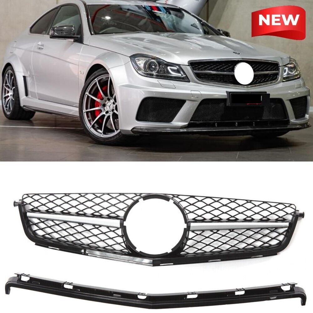 Chrome AMG Style Front Grille Fit 2008 2009 2010 2011 Mercedes-Benz W204 C63 AMG