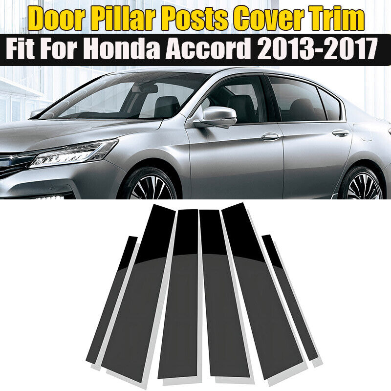 Black Window Pillar Posts Molding Trim For 2013-2017 Honda Accord Accessories ,