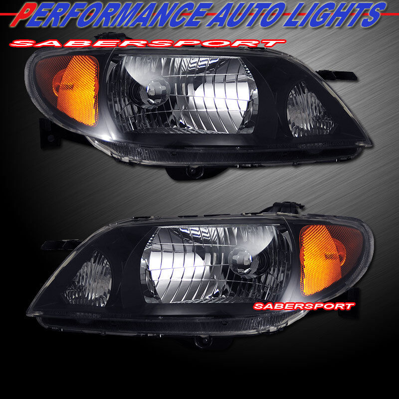 Set of Pair OE Style Black Headlights For 2001-2003 Mazda Protege 4dr Sedan