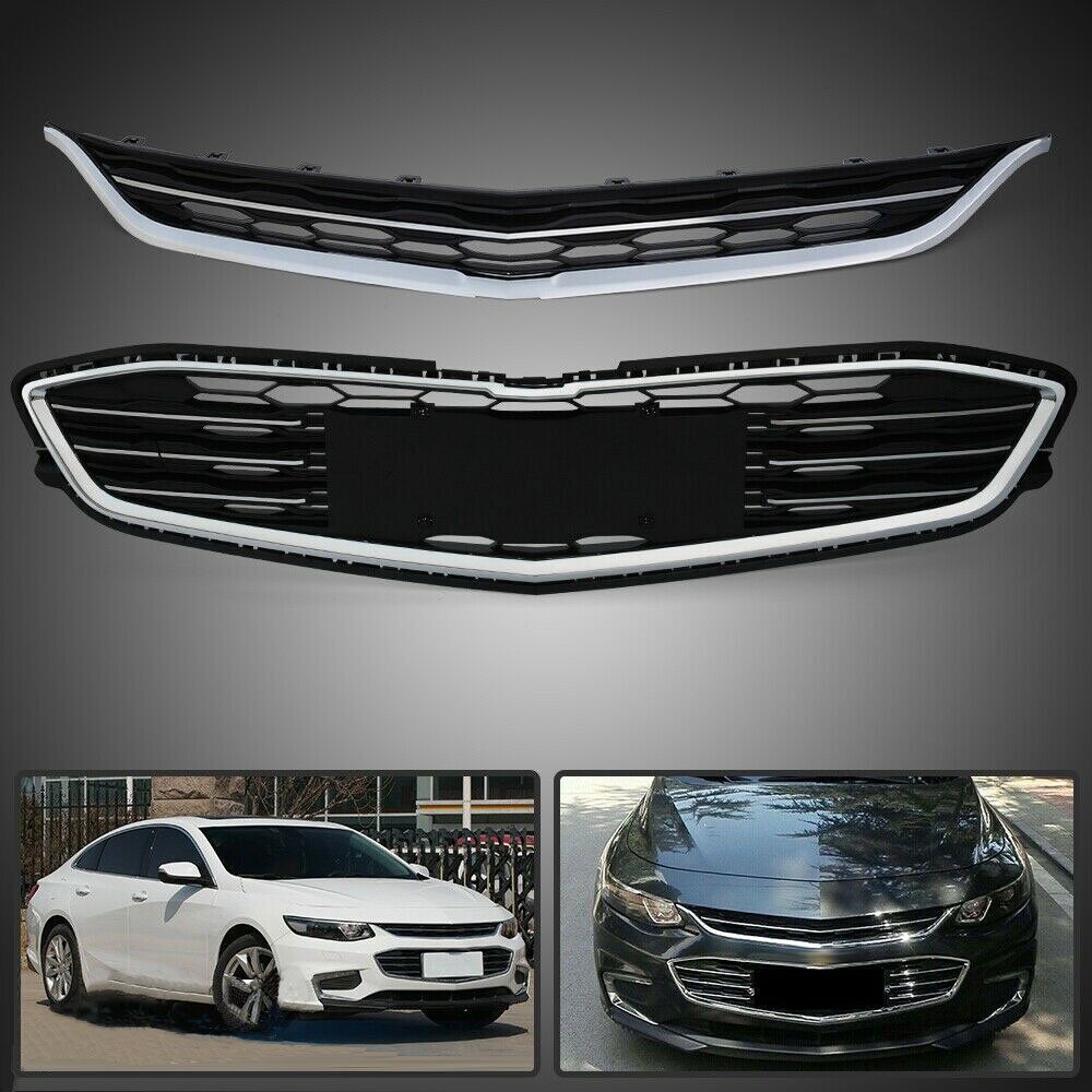 Front Bumper Upper&Lower Grille ABS Plastic Grill For 2016-2018 Chevrolet Malibu