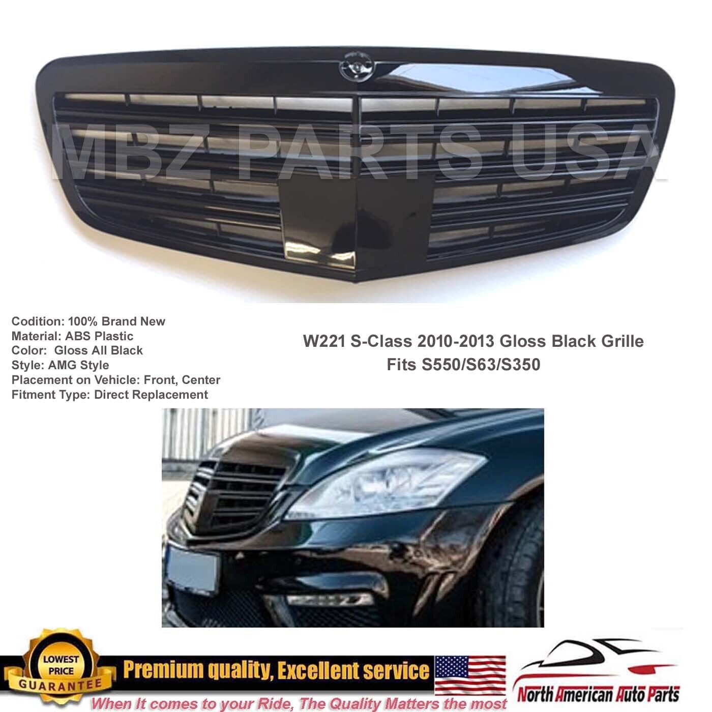 S550 S63 S450 S-Class All Black Grille 2010 2011 2012 2013 Luxury Glossy New S65