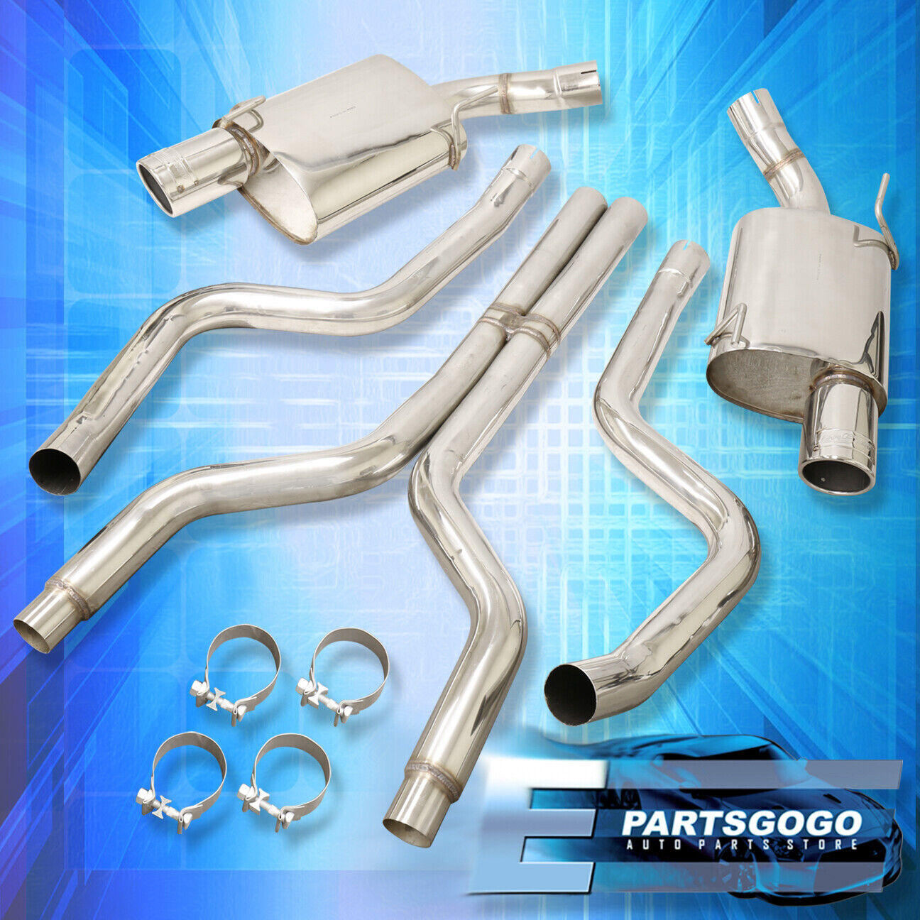 For 05-10 Ford Mustang GT 4.6L 5.4L S/S Catback Exhaust System 4\
